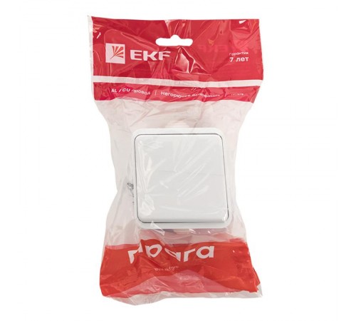 Прага Розетка 1-местная 16А с заземлением с крышкой IP44 белая с защ. штор. EKF  EKR16-029-10-440  EKF