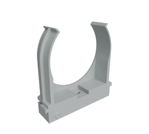 Крепеж-клипса для труб прямой монтаж D50 мм, серая (упак. 20 шт)  KM-KKPM-50  КМ - профиль
