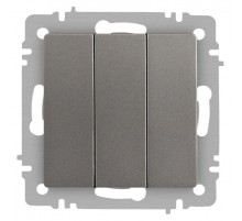 Выключатель Intro Accent 6-106-09 тройной, 10А-250В, IP20, СУ, AL/CU, титан  Б0063549  Intro