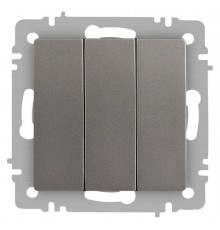 Выключатель Intro Accent 6-106-09 тройной, 10А-250В, IP20, СУ, AL/CU, титан  Б0063549  Intro