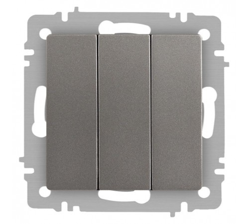Выключатель Intro Accent 6-106-09 тройной, 10А-250В, IP20, СУ, AL/CU, титан  Б0063549  Intro