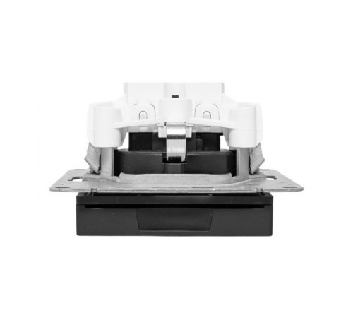 Механизм розетки, 16А, IP44, с заземлением, со шторками, c крышкой, чёрный Эпика EKF  UP1-SOB-111-44  EKF