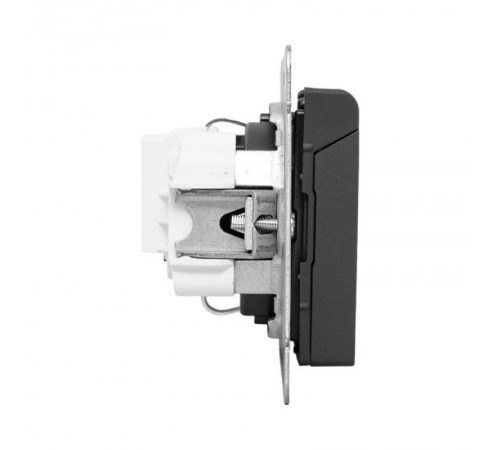 Механизм розетки, 16А, IP44, с заземлением, со шторками, c крышкой, чёрный Эпика EKF  UP1-SOB-111-44  EKF