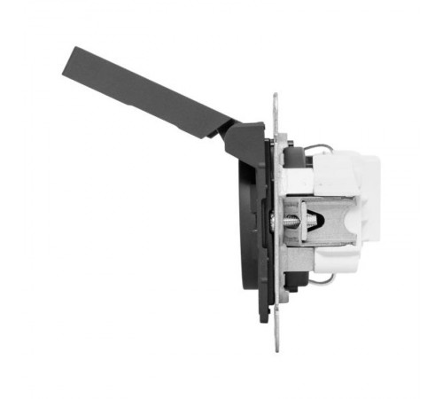 Механизм розетки, 16А, IP44, с заземлением, со шторками, c крышкой, чёрный Эпика EKF  UP1-SOB-111-44  EKF