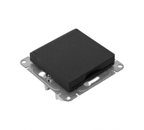 Механизм розетки, 16А, IP44, с заземлением, со шторками, c крышкой, чёрный Эпика EKF  UP1-SOB-111-44  EKF