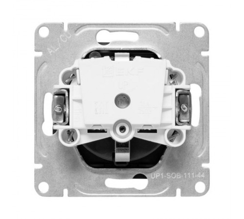 Механизм розетки, 16А, IP44, с заземлением, со шторками, c крышкой, чёрный Эпика EKF  UP1-SOB-111-44  EKF