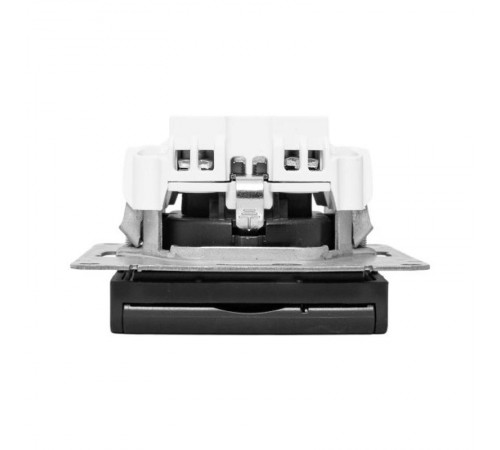 Механизм розетки, 16А, IP44, с заземлением, со шторками, c крышкой, чёрный Эпика EKF  UP1-SOB-111-44  EKF