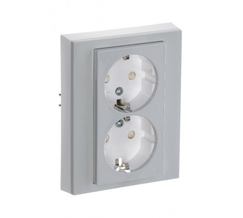 ABB Levit Серый / белый Розетка 2-ая с з/к со шторками 16А  5522H-C03457 16W  2CHH223457C6016  ABB