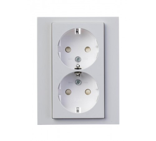 ABB Levit Серый / белый Розетка 2-ая с з/к со шторками 16А  5522H-C03457 16W  2CHH223457C6016  ABB