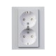 ABB Levit Серый / белый Розетка 2-ая с з/к со шторками 16А  5522H-C03457 16W  2CHH223457C6016  ABB