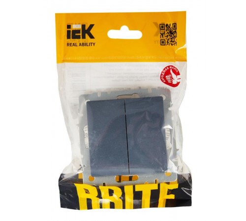 BRITE Выключатель 2-клавишный проходной 10А ВС10-2-6-БрМ маренго  BR-V22-0-10-K35  IEK