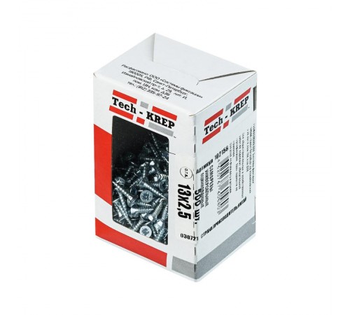 Саморезы универсальные 13х2,5 мм (500 шт) оцинкованные - коробка с окном ( 0,149 кг)  102156  Tech-KREP
