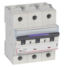 Выключатель автоматический трехполюсный DX3 10А C 50кА (4,5 мод)  410160  Legrand