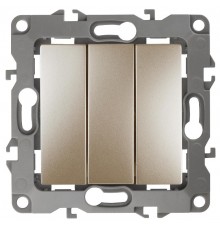 Выключатель тройной 12-1107-04 10АХ-250В,  шампань  Б0014672  ЭРА