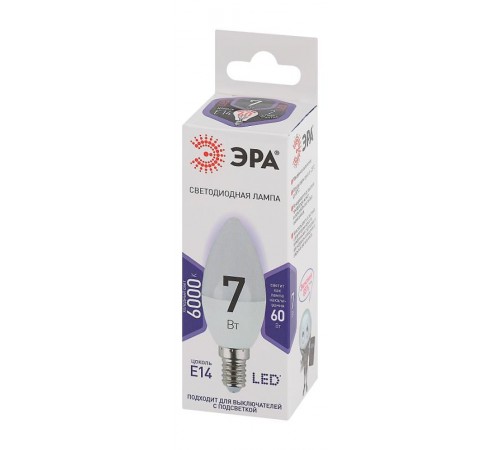 Лампа светодиодная LED 7Вт Е14 6000К smd B35-7W-860-E14  Б0031400  ЭРА