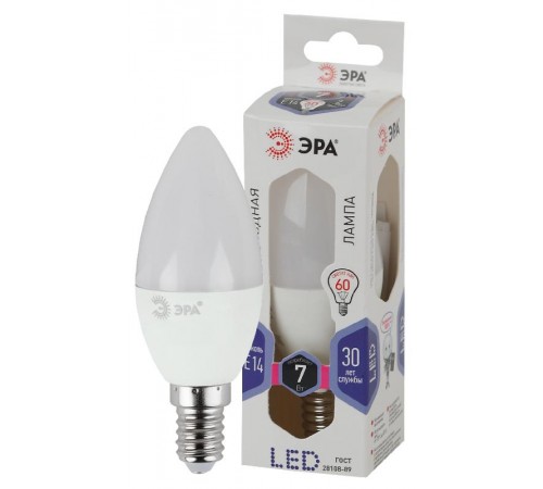 Лампа светодиодная LED 7Вт Е14 6000К smd B35-7W-860-E14  Б0031400  ЭРА