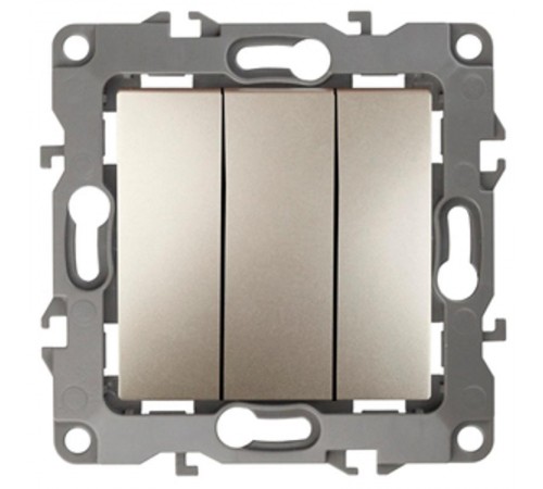 Выключатель тройной 12-1107-04 10АХ-250В,  шампань  Б0014672  ЭРА