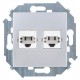 Simon 15 Алюминий Розетка телефонная двойная RJ11, винт. зажим  1591589-033  Simon