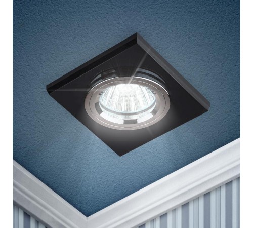Светильник точечный встраиваемый под лампу DK8 50Вт MR16 хром/черный  C0043792  ЭРА