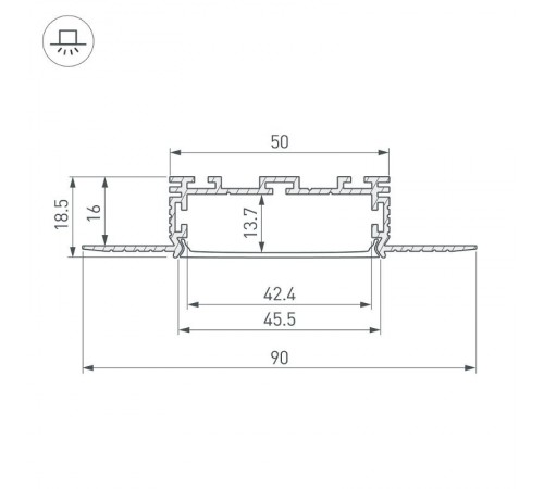 Профиль KLUS-POWER-W50H16-F-HIDE-2000  028917  Arlight