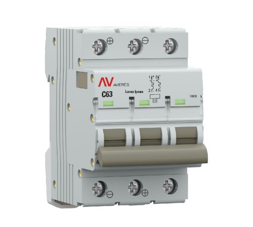 Выключатель автоматический AV-10 DC 3P 63A (C) 10kA  AVERES mcb10-DC-3-63C-av EKF