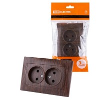 Розетка двойная 2П 10А 250В с защ. шт. венге "Лама"  SQ1815-0412  TDM