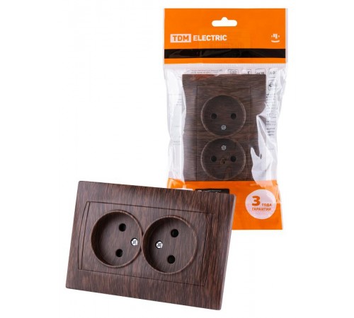 Розетка двойная 2П 10А 250В с защ. шт. венге "Лама"  SQ1815-0412  TDM