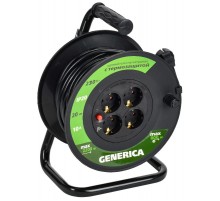 Катушка УК20 с т/з 4 места 2P+PE/20м 3х1,0мм2  WKP10-10-04-20-G  GENERICA