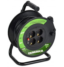 Катушка УК20 с т/з 4 места 2P+PE/20м 3х1,0мм2  WKP10-10-04-20-G  GENERICA