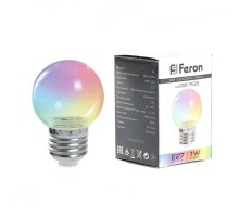 Лампа светодиодная, (3W) 230V E27 RGB G60, LB-371 прозрачный быстрая смена цвета  38130  FERON