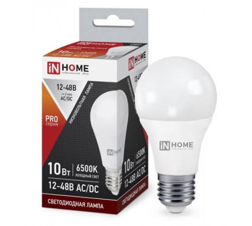 Лампа сд низковольтная LED-MO-PRO 10Вт 12-48В Е27 6500К 900Лм  4690612038056  IN HOME