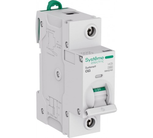 Systeme9 Автоматический выключатель (АВ) 27мм C 63A 1P 10 kA 230В  S9H32163  SE