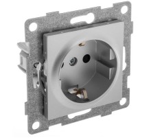 Ugra Розетка 1-ой с/з с з/ш, СУ , 16А, 250В, серебро  С11Р4-004  GUSI Electric