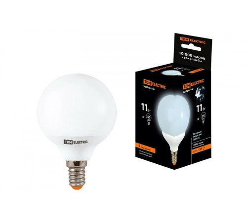 Лампа энергосберегающая КЛЛ 11Вт E14 840 шарообразная G55  SQ0323-0160  TDM