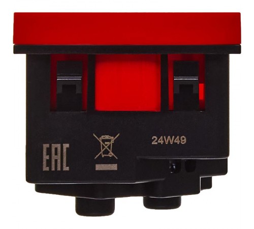 Розетка с заземлением, винтовые зажимы - со шторками 16А 250В - 45°- 2 модуля - красный  4525052  Daccord