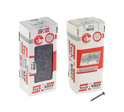 Саморез ШСГД 3,8х45 (200 шт) - коробка с окном ( 0,432 кг)  102124  Tech-KREP