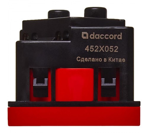 Розетка с заземлением, винтовые зажимы - со шторками 16А 250В - 45°- 2 модуля - красный  4525052  Daccord