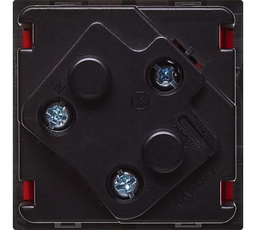 Розетка с заземлением, винтовые зажимы - со шторками 16А 250В - 45°- 2 модуля - красный  4525052  Daccord