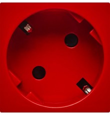 Розетка с заземлением, винтовые зажимы - со шторками 16А 250В - 45°- 2 модуля - красный  4525052  Daccord