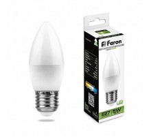 Лампа светодиодная LB-72 (5W) 230V E27 4000K свеча  25765  FERON