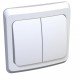 Этюд Белый С/У Выключатель 2-клавишный с подсветкой  BC10-006B  SE