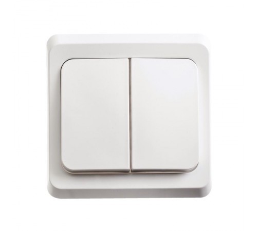 Этюд Белый С/У Выключатель 2-клавишный с подсветкой  BC10-006B  SE