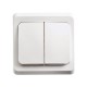Этюд Белый С/У Выключатель 2-клавишный с подсветкой  BC10-006B  SE
