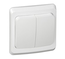 Этюд Белый С/У Выключатель 2-клавишный с подсветкой  BC10-006B  SE