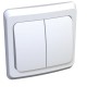 Этюд Белый С/У Выключатель 2-клавишный с подсветкой  BC10-006B  SE