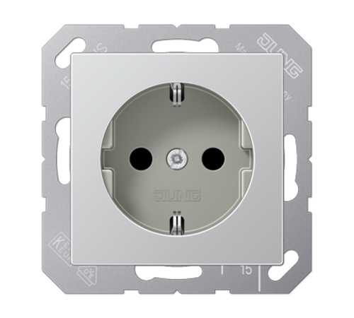 Штепсельная розетка SCHUKO 16А / 250В, пружинные зажимы; дюропласт; алюминий; A500  A1520AL  Jung