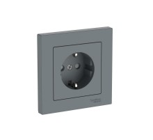 AtlasDesign Грифель Розетка с заземлением со шторками, 16А, (в сборе с рамкой), быстрозажимные клеммы  ATN000744S  SE
