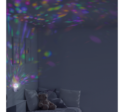 Светильник розеточный с фиксированной проекцией "диско", 3W, белый 1/100  DIY0041  Gauss