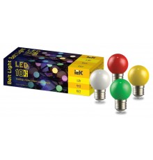 Лампы светодиодные декор. набор 10 шт G45 шар 1Вт 230В MIX E27 для белт-лайта  LLE-G45-1-230-MIX-E27-10  IEK