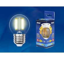 Лампа светодиодная LED-G45-5W/WW/E27/CL/MB GLM10TR LED. "шар", прозр Серия Multibright. 3000K 100-50-10 .  UL-00002370  Uniel